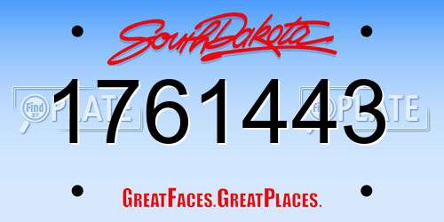 1761443 South Dakota License Plate