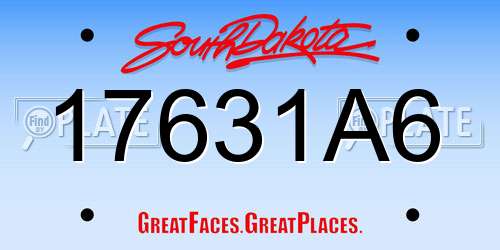 17631A6 South Dakota License Plate