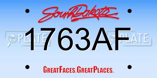1763AF South Dakota License Plate