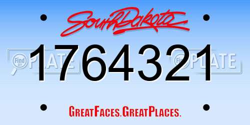 1764321 South Dakota License Plate