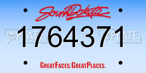 1764371 South Dakota License Plate
