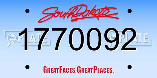 1770092 South Dakota License Plate