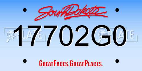 17702G0 South Dakota License Plate