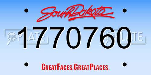 1770760 South Dakota License Plate