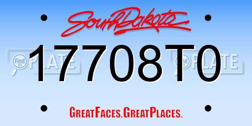 17708T0 South Dakota License Plate