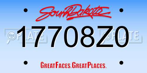 17708Z0 South Dakota License Plate