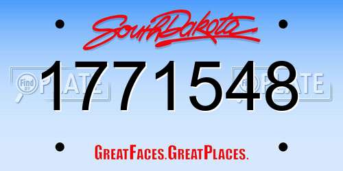 1771548 South Dakota License Plate