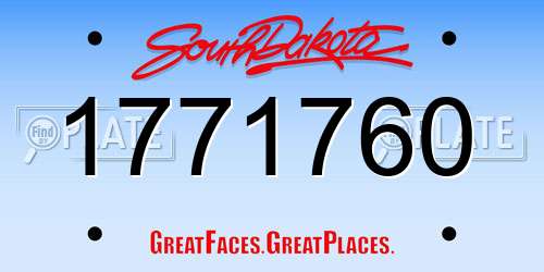 1771760 South Dakota License Plate