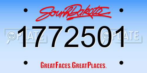 1772501 South Dakota License Plate