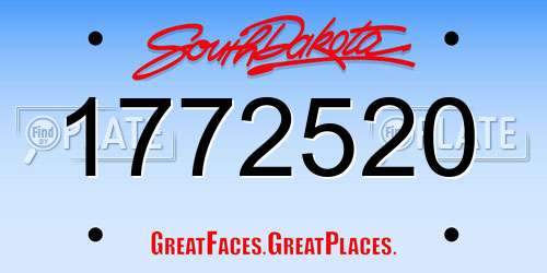 1772520 South Dakota License Plate
