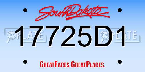 17725D1 South Dakota License Plate