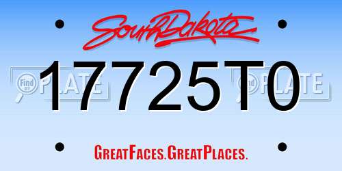 17725T0 South Dakota License Plate