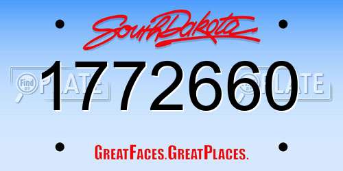 1772660 South Dakota License Plate