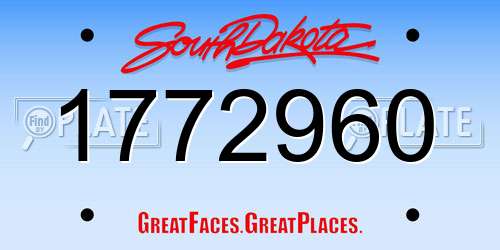 1772960 South Dakota License Plate