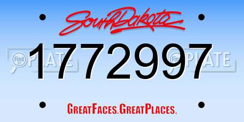 1772997 South Dakota License Plate
