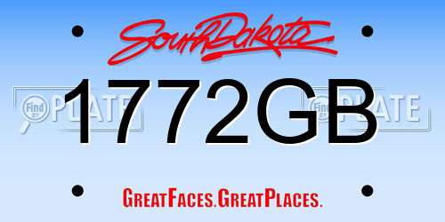 1772GB South Dakota License Plate