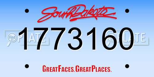 1773160 South Dakota License Plate