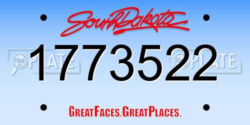 1773522 South Dakota License Plate
