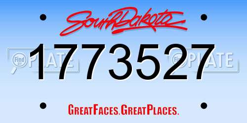 1773527 South Dakota License Plate