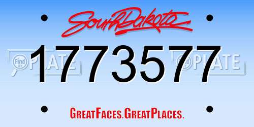 1773577 South Dakota License Plate