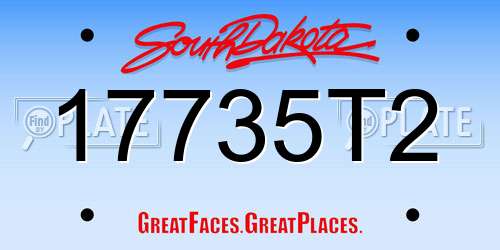 17735T2 South Dakota License Plate