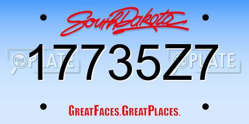 17735Z7 South Dakota License Plate