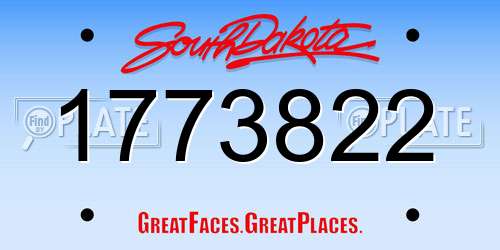 1773822 South Dakota License Plate