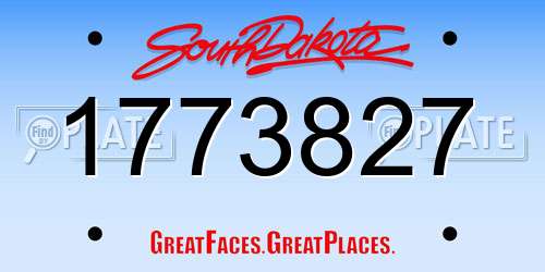 1773827 South Dakota License Plate