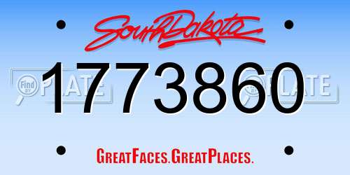 1773860 South Dakota License Plate