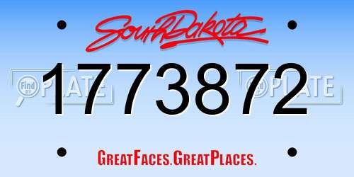 1773872 South Dakota License Plate