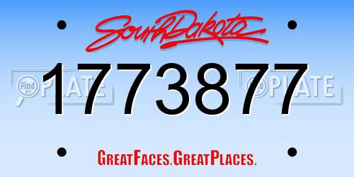 1773877 South Dakota License Plate