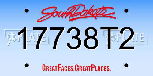 17738T2 South Dakota License Plate