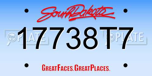 17738T7 South Dakota License Plate