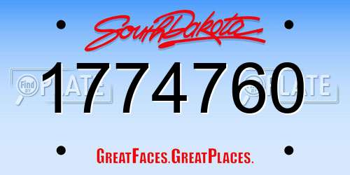 1774760 South Dakota License Plate