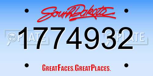 1774932 South Dakota License Plate