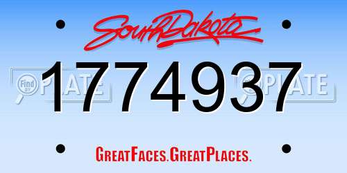 1774937 South Dakota License Plate