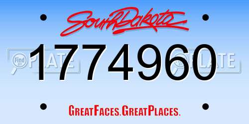 1774960 South Dakota License Plate