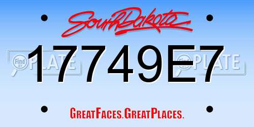 17749E7 South Dakota License Plate