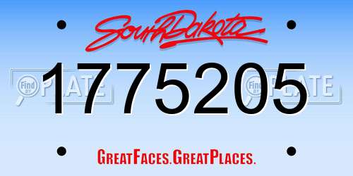 1775205 South Dakota License Plate