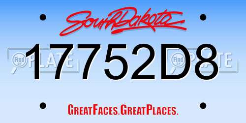17752D8 South Dakota License Plate