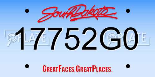 17752G0 South Dakota License Plate