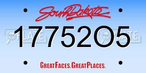 17752O5 South Dakota License Plate