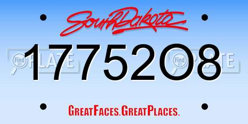 17752O8 South Dakota License Plate