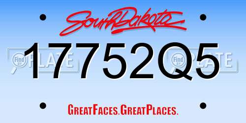 17752Q5 South Dakota License Plate