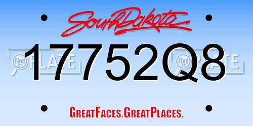 17752Q8 South Dakota License Plate
