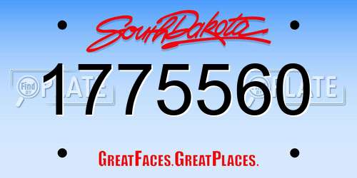 1775560 South Dakota License Plate