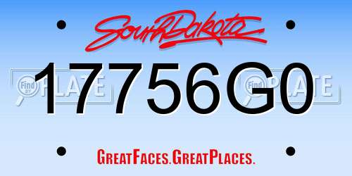 17756G0 South Dakota License Plate