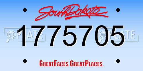 1775705 South Dakota License Plate