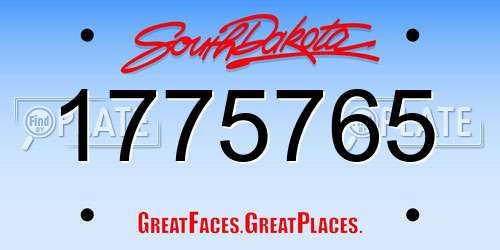1775765 South Dakota License Plate
