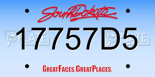 17757D5 South Dakota License Plate